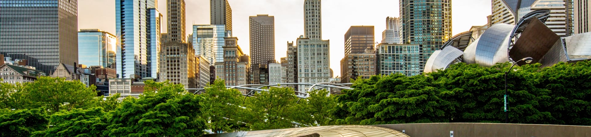 The foot bridge leading to Millennium Park in Chicago.