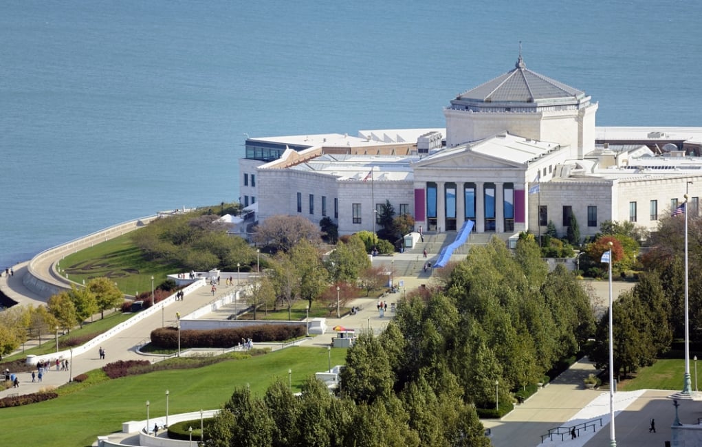 An aerial view of the Shedd Aquarium.