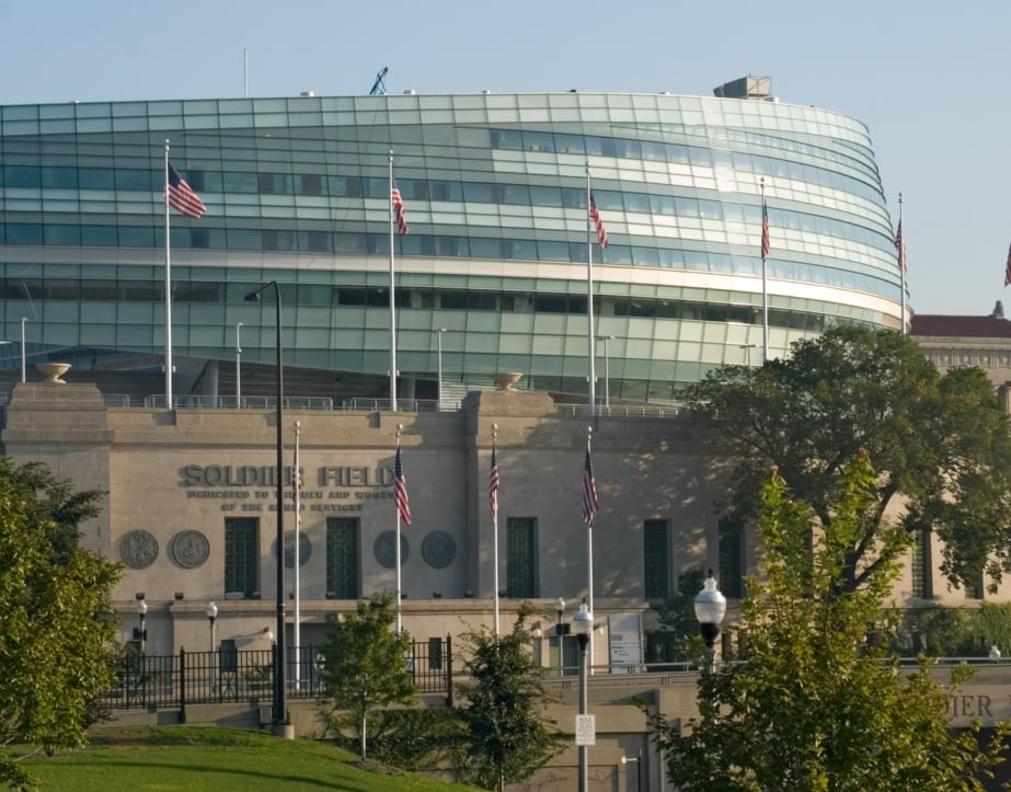 Front on view of Soldier Field