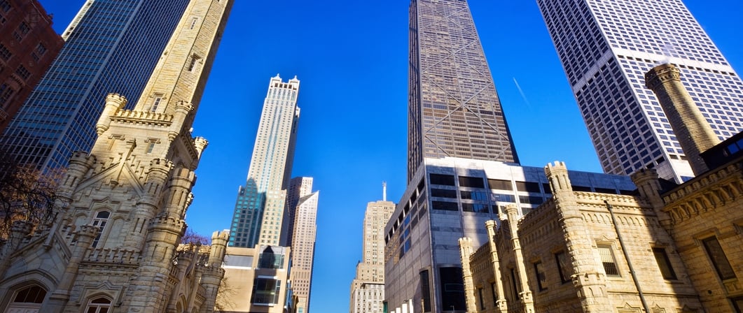 A street view of the Water Tower Place in Chicago.